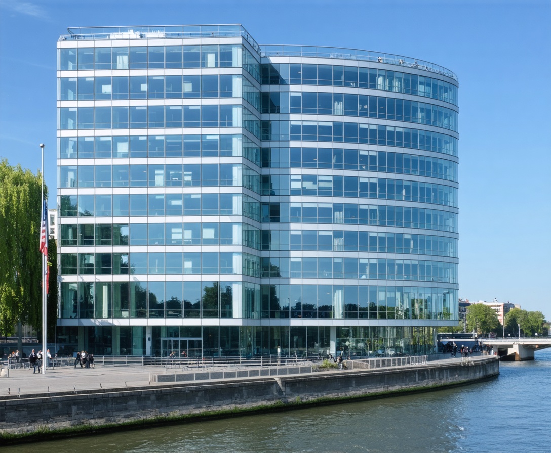 Modernes Bürogebäude in Berlin an der Spree